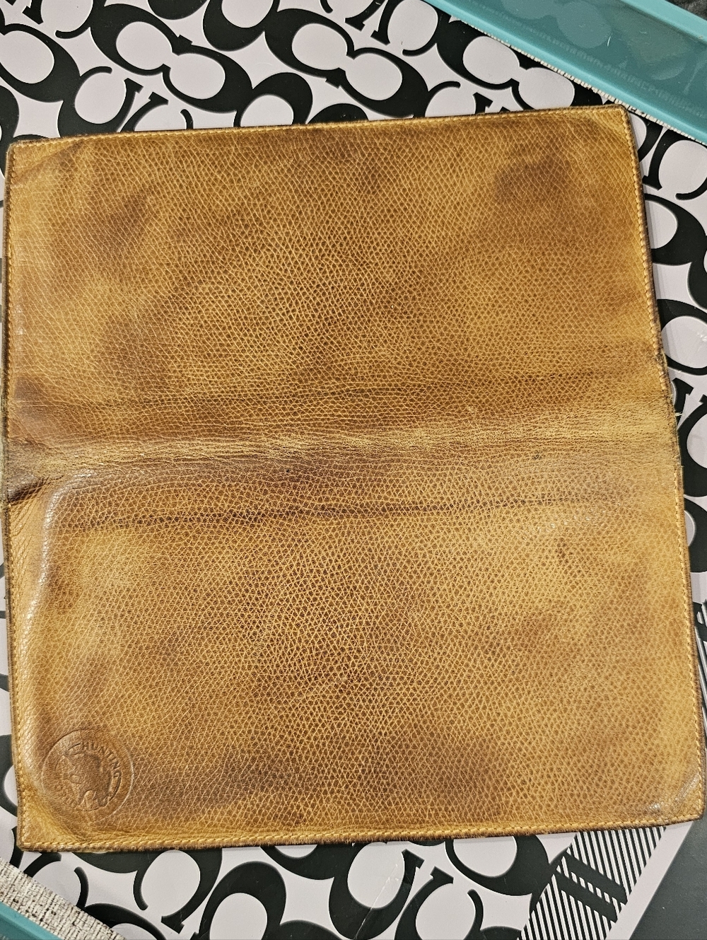 Vintage HUNTING WORLD Leather Long Wallet – Textured Brown Elephant Logo